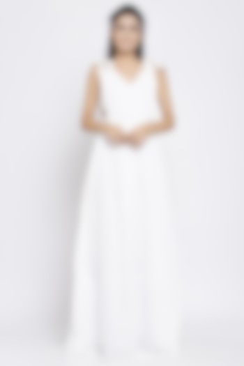 White Shoulder Tie-Up Dress by Emblaze