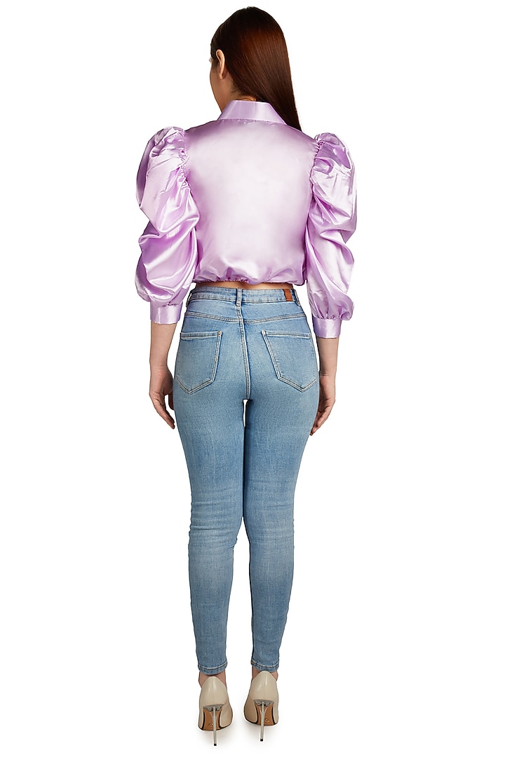 Lilac Satin Shirt Top by Emblaze at Pernia's Pop Up Shop