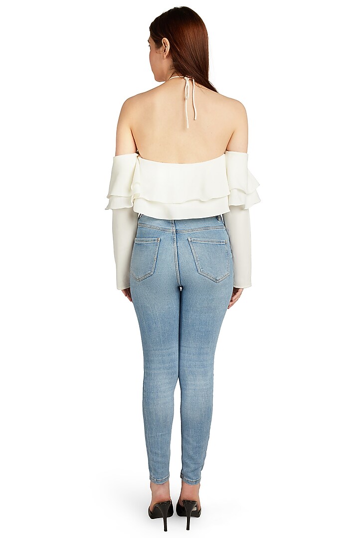 White Viscose Backless Top by Emblaze at Pernia's Pop Up Shop