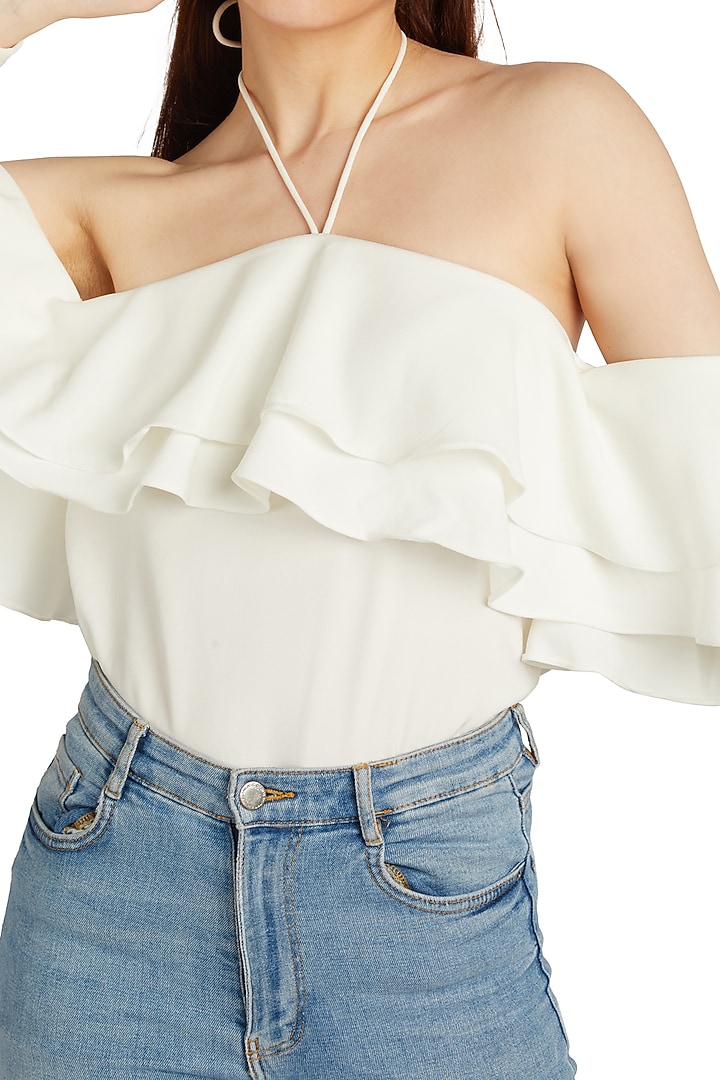 White Viscose Backless Top by Emblaze at Pernia's Pop Up Shop