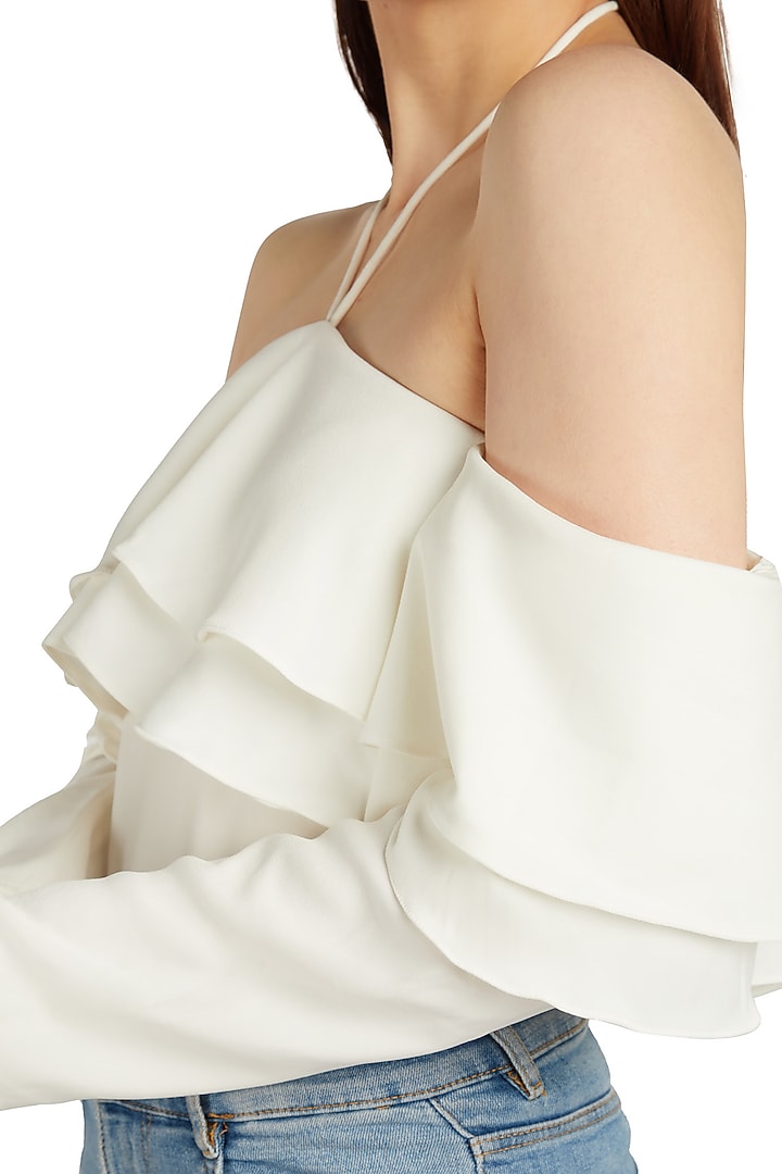 White Viscose Backless Top by Emblaze at Pernia's Pop Up Shop