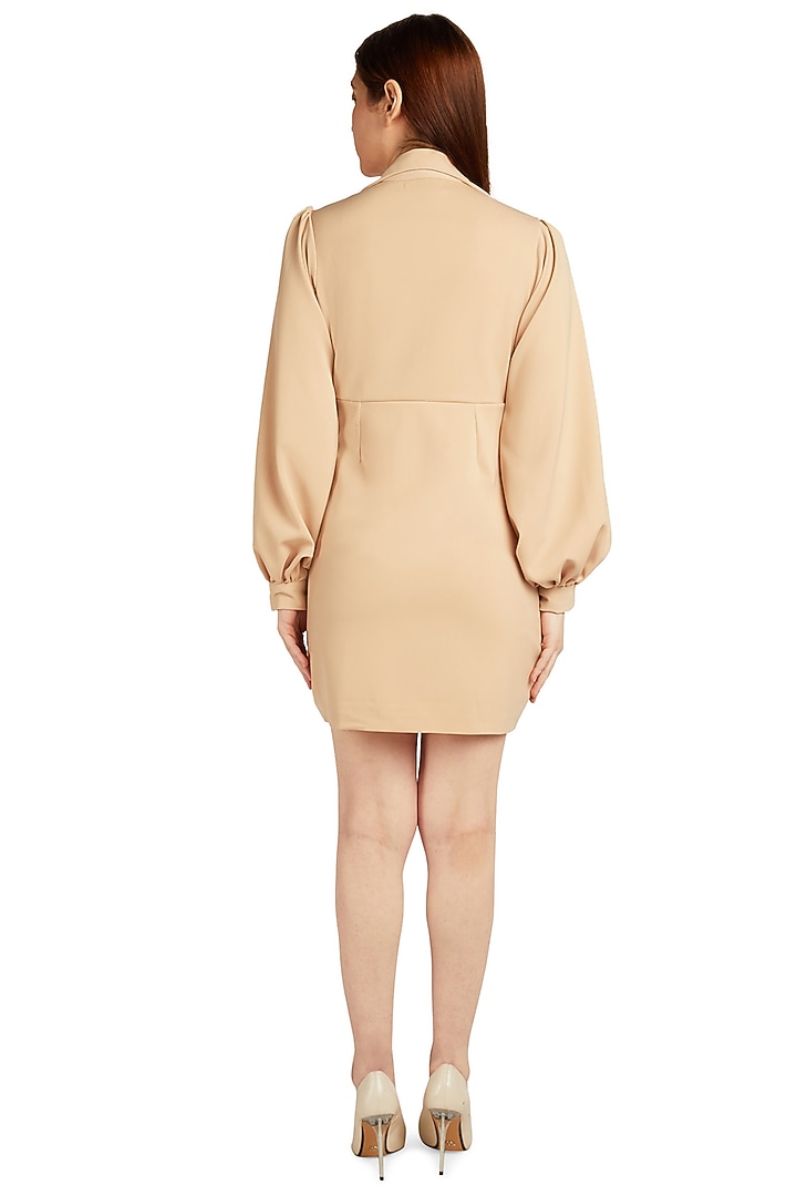 Beige Viscose Blazer Mini Summer Dress by Emblaze at Pernia's Pop Up Shop