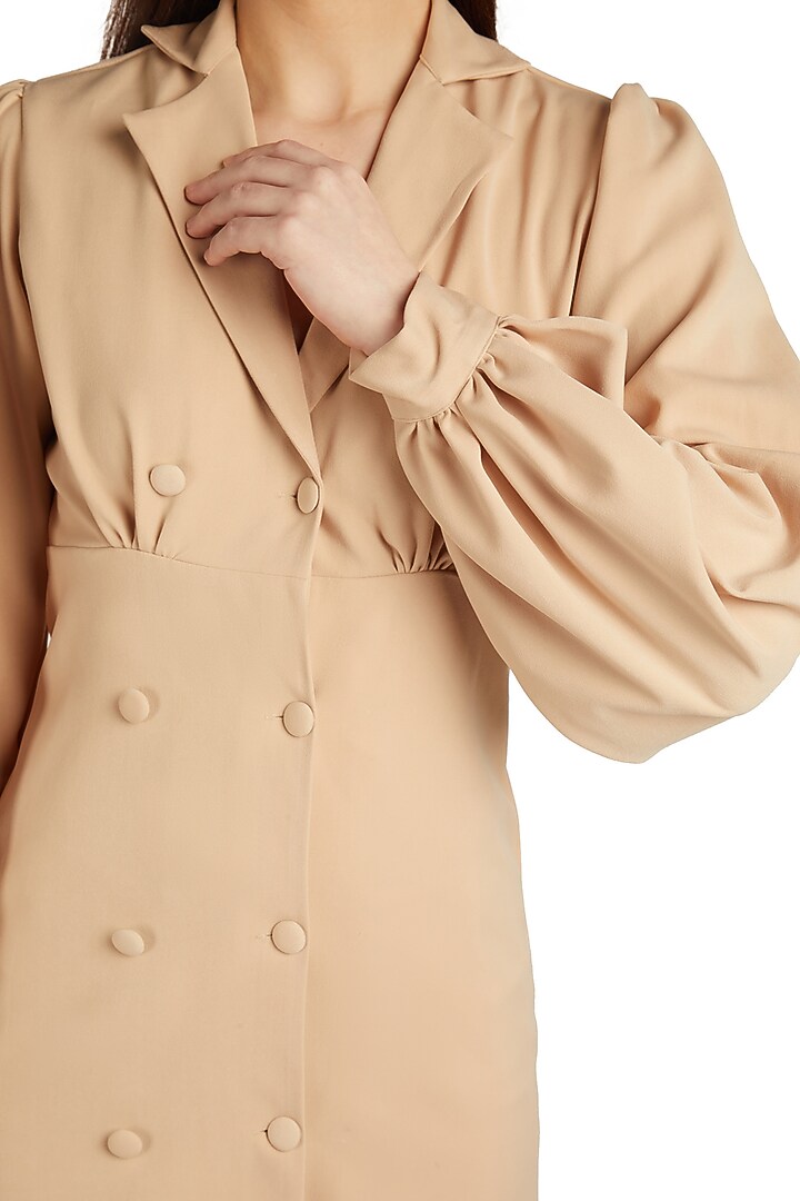 Beige Viscose Blazer Mini Summer Dress by Emblaze at Pernia's Pop Up Shop
