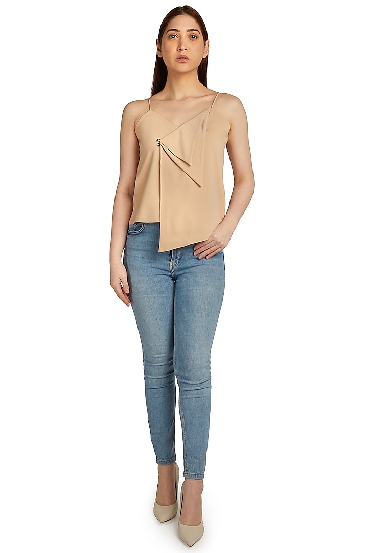 Beige Viscose Flap Top by Emblaze