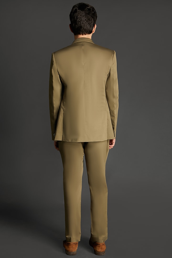 Olive Green Viscose Blazer Set by Emblaze Men at Pernia's Pop Up Shop