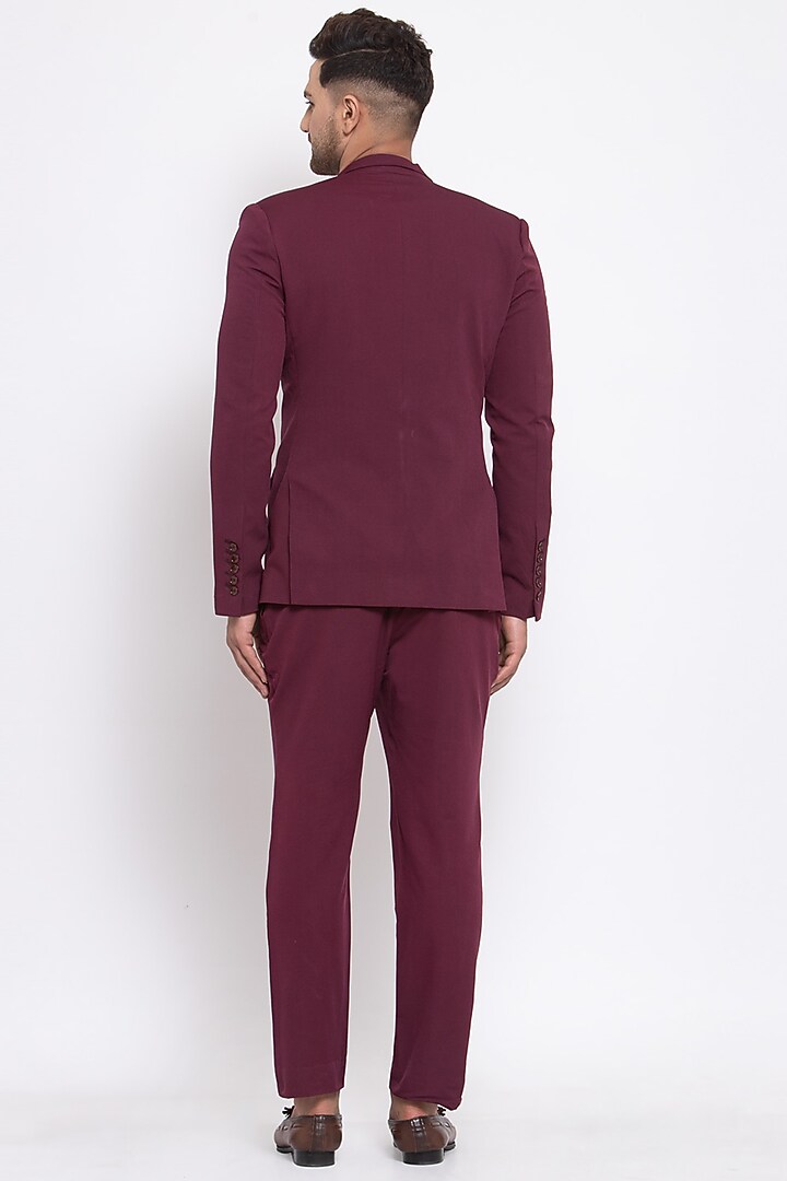 Maroon Viscose Blazer Set by Emblaze Men at Pernia's Pop Up Shop