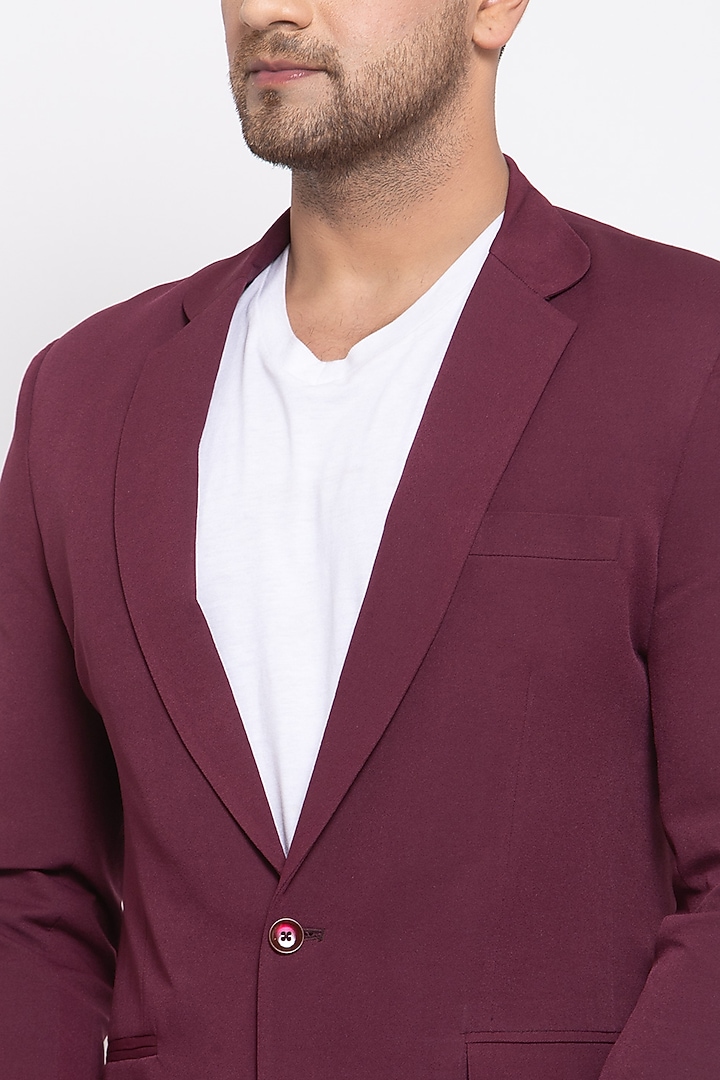 Maroon Viscose Blazer Set by Emblaze Men at Pernia's Pop Up Shop