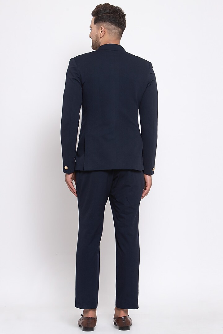 Navy Blue Viscose Blazer Set by Emblaze Men at Pernia's Pop Up Shop