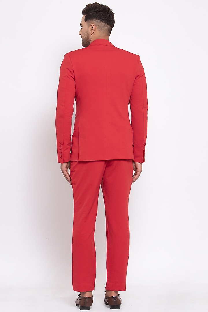 Red Viscose Blazer Set by Emblaze Men at Pernia's Pop Up Shop
