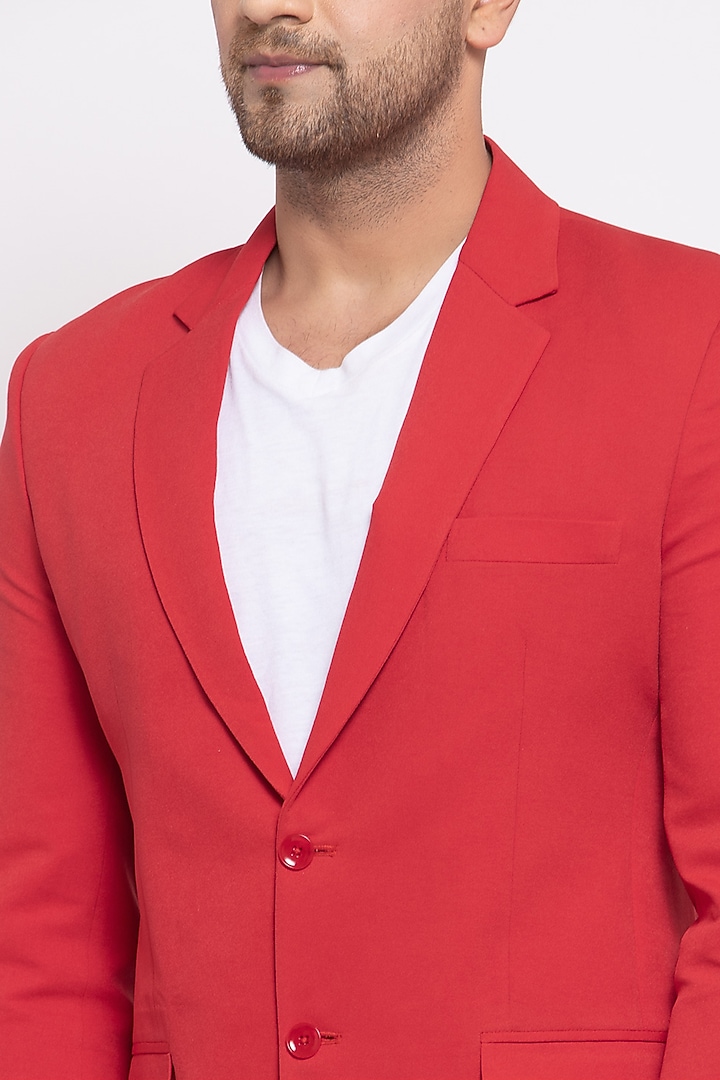 Red Viscose Blazer Set by Emblaze Men at Pernia's Pop Up Shop