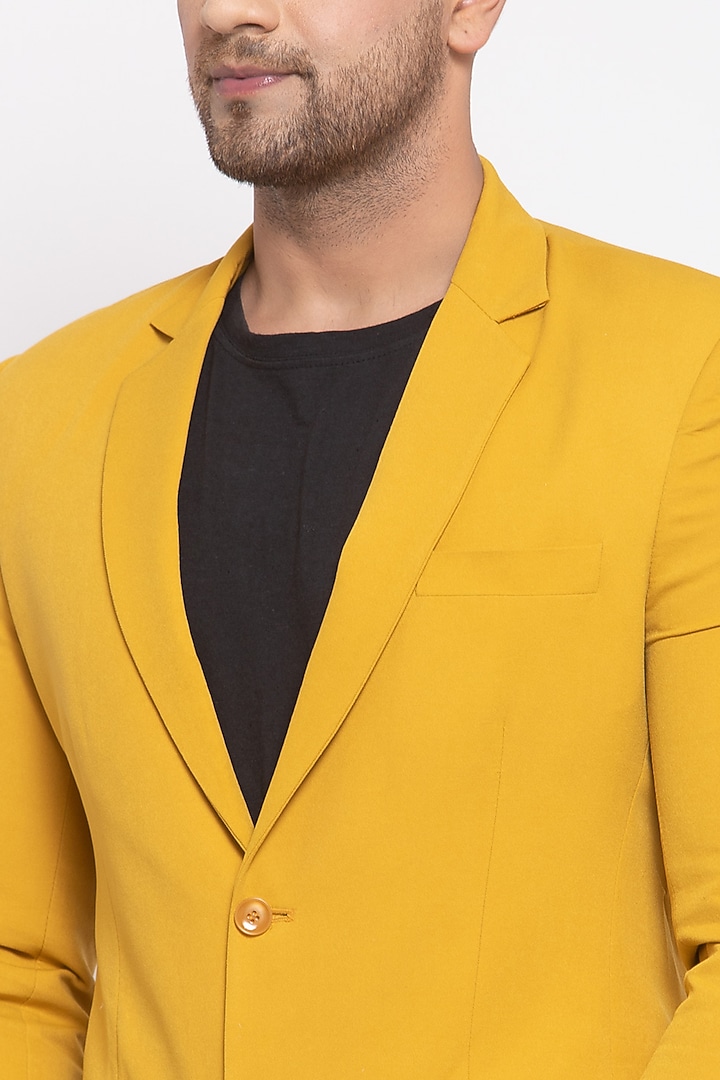 Mustard Viscose Blazer Set by Emblaze Men at Pernia's Pop Up Shop