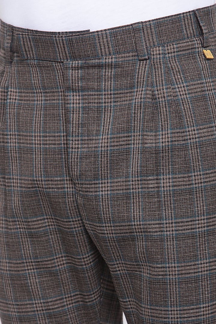 Brown Checkered Blazer Set by Emblaze Men at Pernia's Pop Up Shop