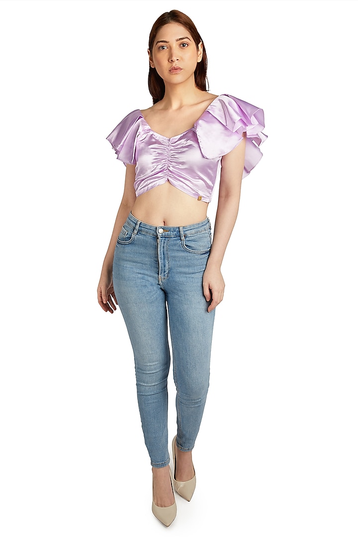 Lilac Ruched Crop Top by Emblaze