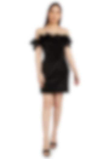 Black Off-Shoulder Mini Dress by Emblaze