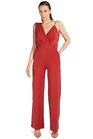 Brick Viscose Jumpsuit by Emblaze