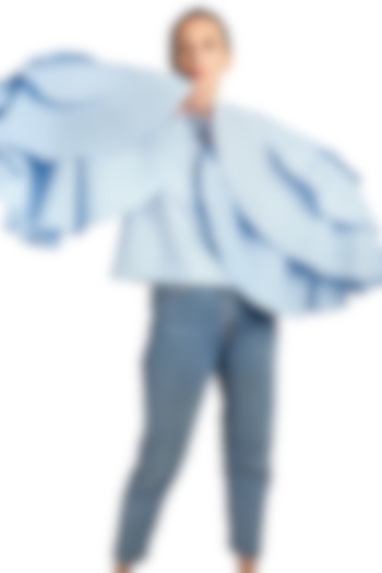 Blue Cotton Embroidered Top by Emblaze at Pernia's Pop Up Shop