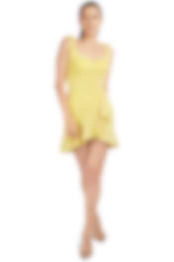 Yellow Viscose Mini Dress by Emblaze