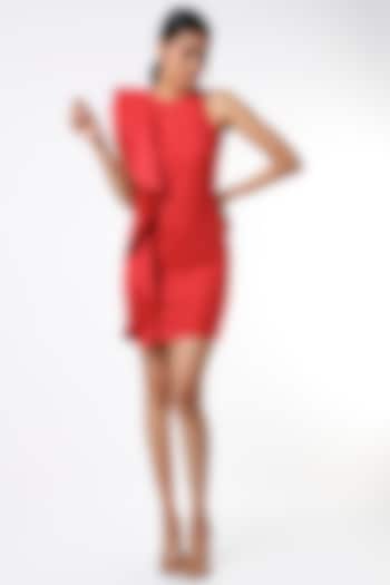 Red Ruffled Dress by Emblaze