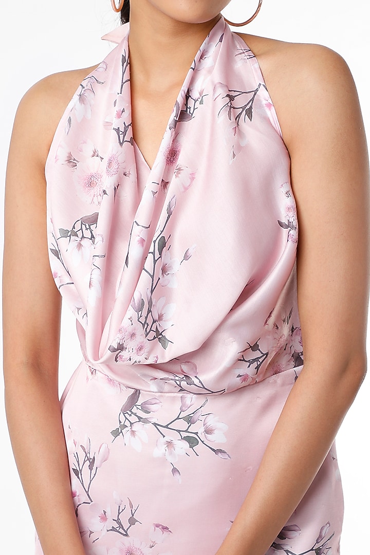 Blush Pink Printed Backless Summer Dress by Emblaze at Pernia's Pop Up Shop