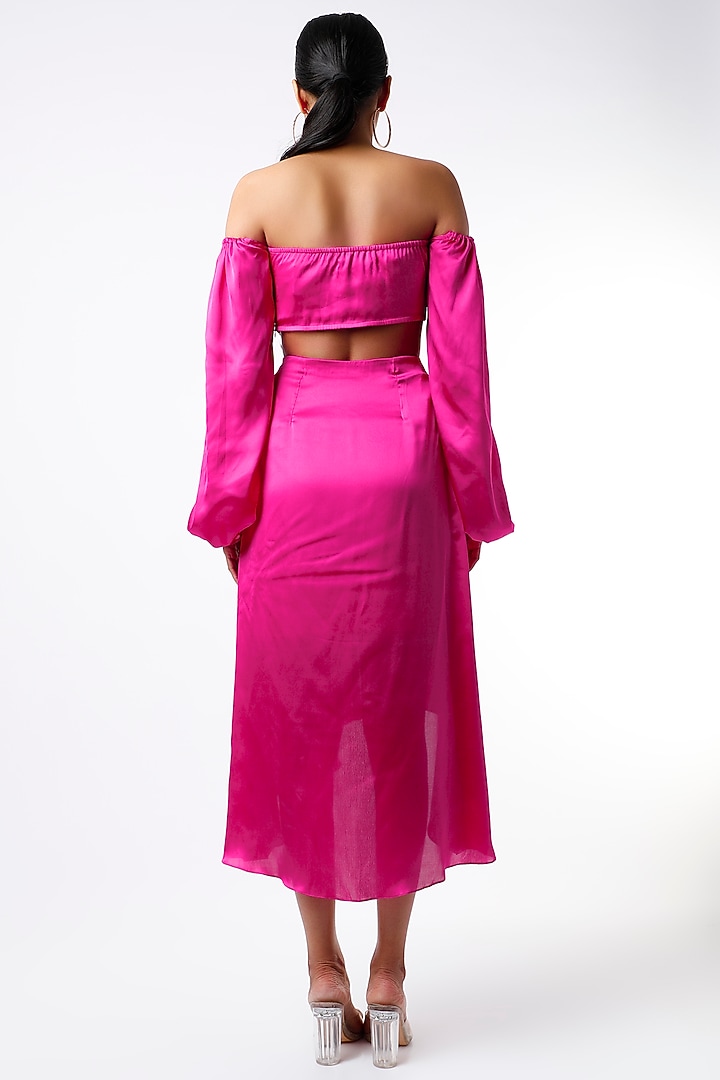 Fuchsia Draped Skirt Set by Emblaze at Pernia's Pop Up Shop
