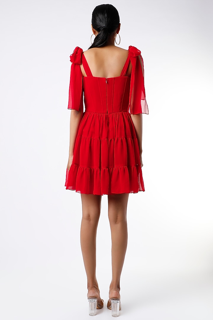 Red Viscose Gathered Summer Dress by Emblaze at Pernia's Pop Up Shop