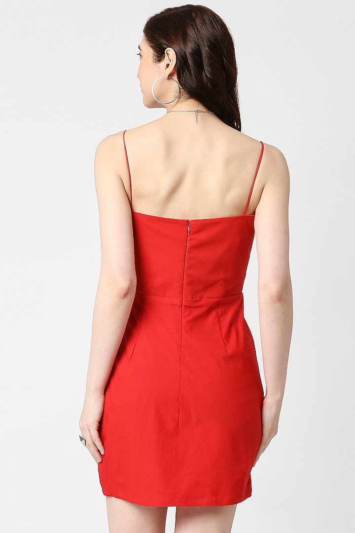 Red Twill Bodycon Corset Summer Dress by Emblaze at Pernia's Pop Up Shop