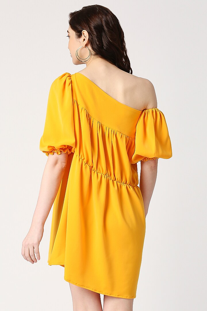 Yellow Lachka Asymmetrical Gathered Summer Dress by Emblaze at Pernia's Pop Up Shop