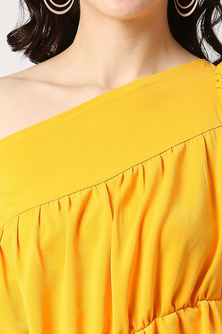 Yellow Lachka Asymmetrical Gathered Summer Dress by Emblaze at Pernia's Pop Up Shop