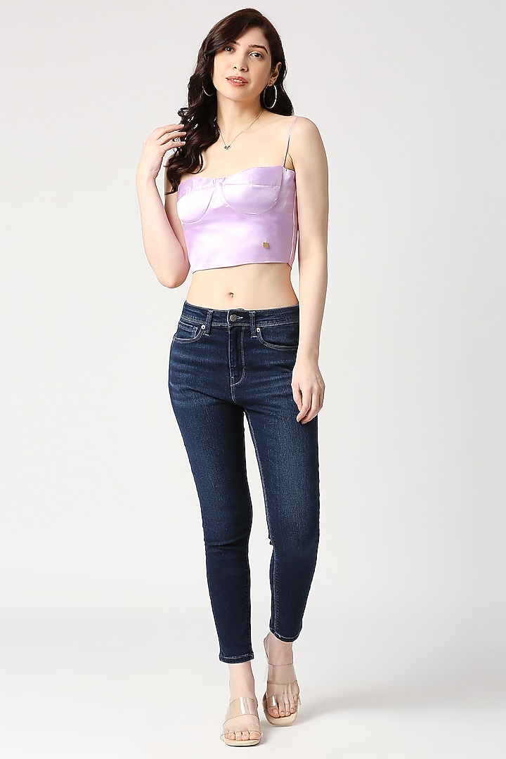 Lilac Satin Corset Top by Emblaze at Pernia's Pop Up Shop