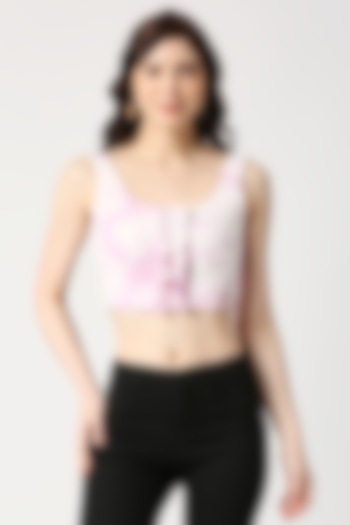 White Lachka Tie-Dye Crop Top by Emblaze at Pernia's Pop Up Shop