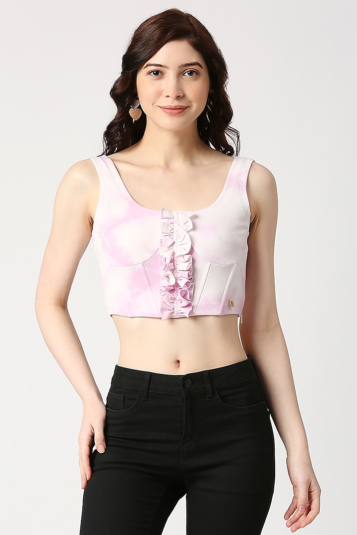 White Lachka Tie-Dye Crop Top by Emblaze at Pernia's Pop Up Shop