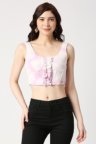 White Lachka Tie-Dye Crop Top by Emblaze