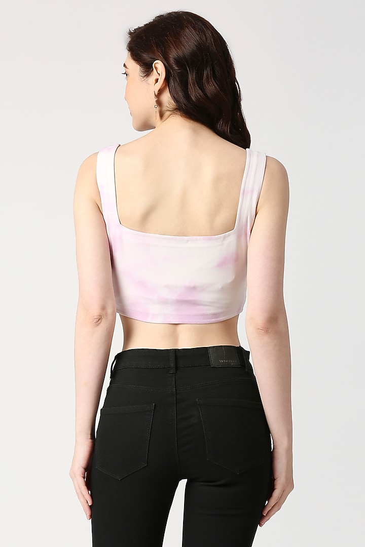 White Lachka Tie-Dye Crop Top by Emblaze at Pernia's Pop Up Shop
