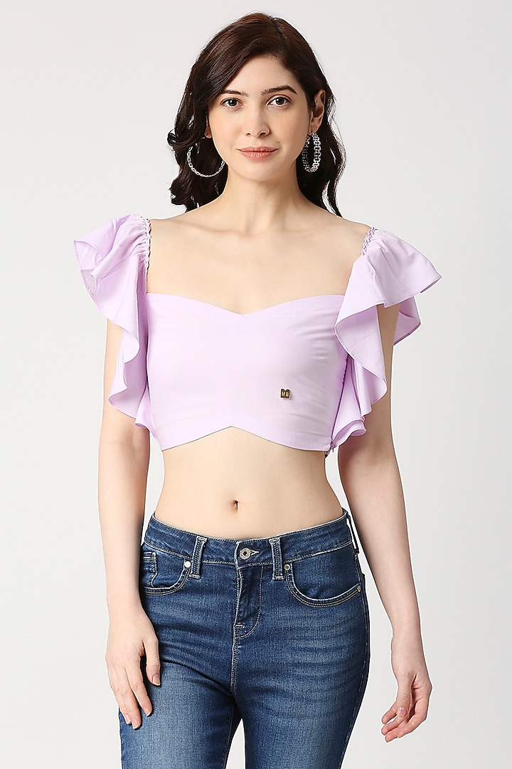 Lilac Cotton Crop Top by Emblaze