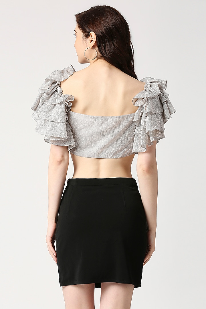 Silver Shimmer Crop Top by Emblaze at Pernia's Pop Up Shop