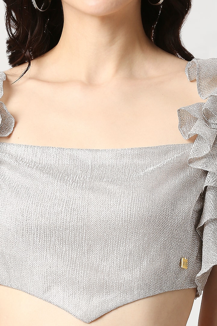 Silver Shimmer Crop Top by Emblaze at Pernia's Pop Up Shop
