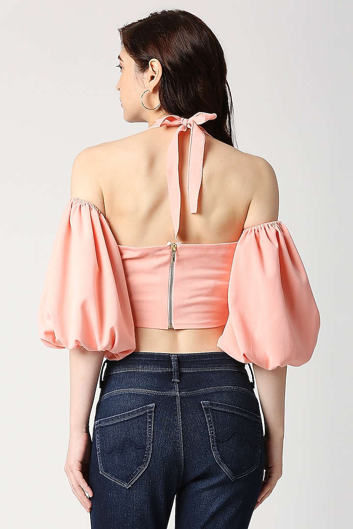 Peach Lachka Crop Top by Emblaze at Pernia's Pop Up Shop