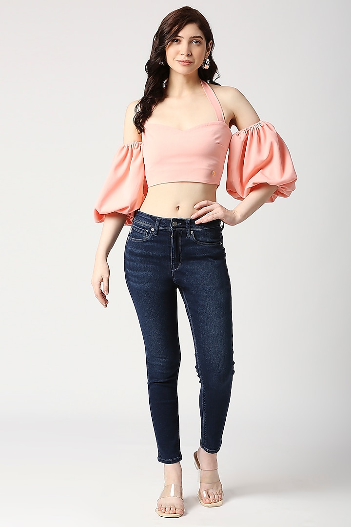 Peach Lachka Crop Top by Emblaze at Pernia's Pop Up Shop