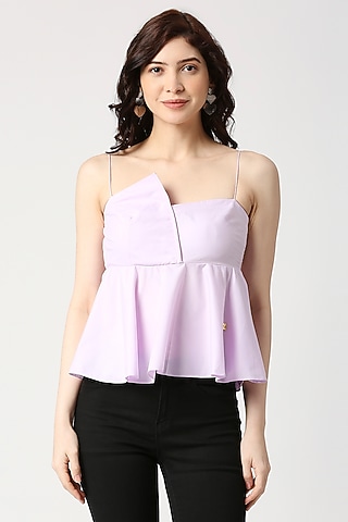 Lilac Cotton Peplum Top by Emblaze