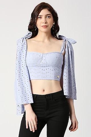 Lilac Hakoba Corset Crop Top by Emblaze