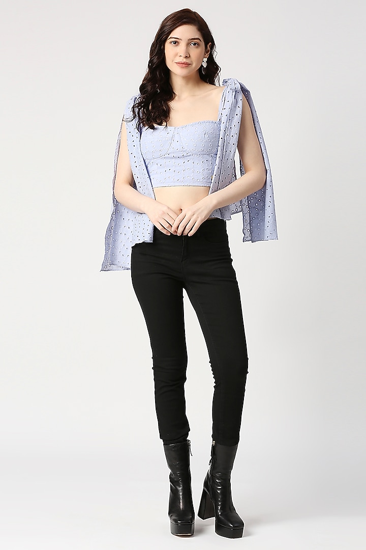 Lilac Hakoba Corset Crop Top by Emblaze at Pernia's Pop Up Shop