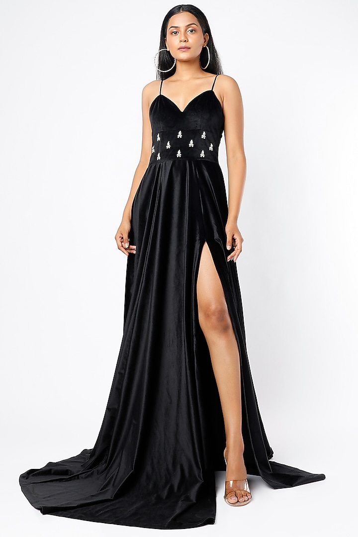 Black Embellished Gown by Emblaze at Pernia's Pop Up Shop