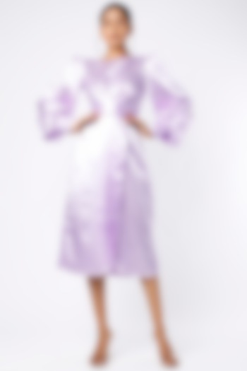 Lavender Satin Draped Dress by Emblaze