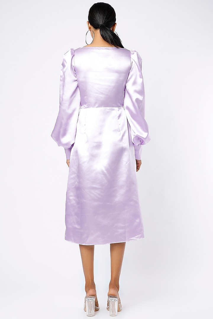 Lavender Satin Draped Summer Dress by Emblaze at Pernia's Pop Up Shop