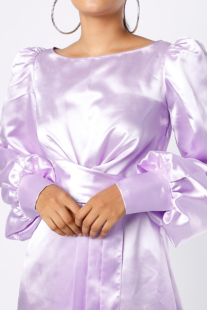 Lavender Satin Draped Summer Dress by Emblaze at Pernia's Pop Up Shop
