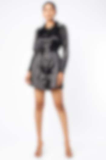 Black Satin Summer Shirt Dress by Emblaze at Pernia's Pop Up Shop