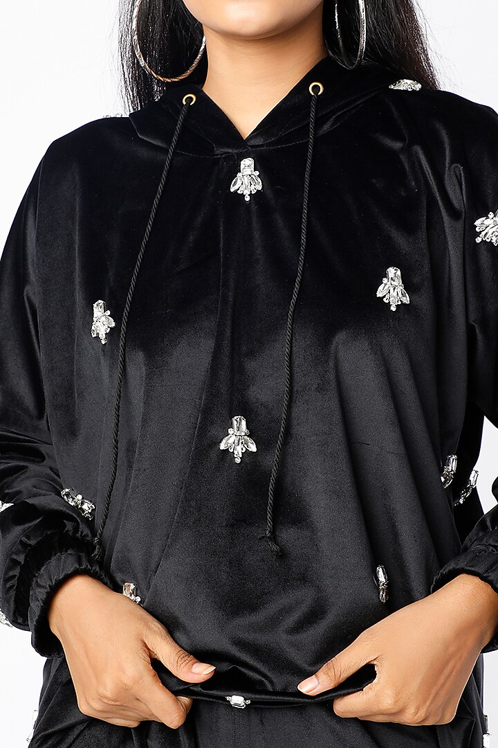 Black Embellished Sweatshirt by Emblaze at Pernia's Pop Up Shop