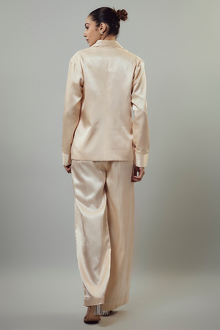 Peach Mashru Co-Ord Set by Emblaze at Pernia's Pop Up Shop
