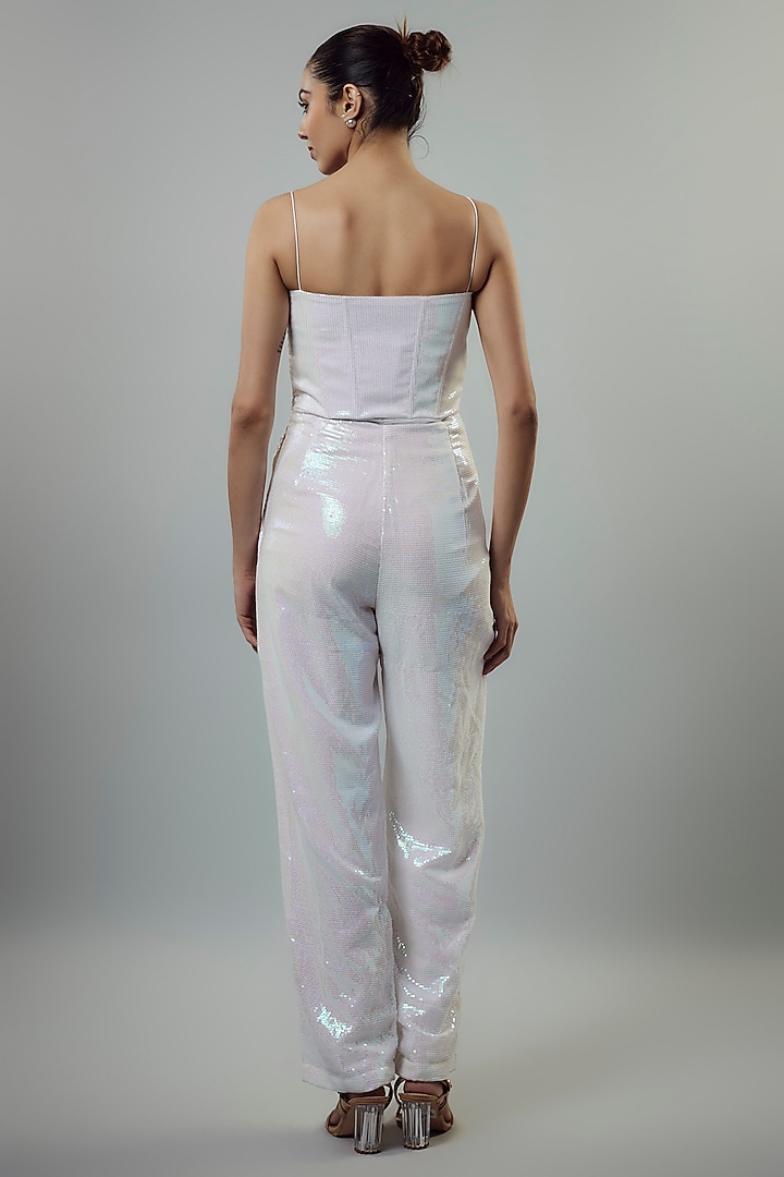 White Sequins Corset Jumpsuit by Emblaze at Pernia's Pop Up Shop