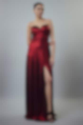 Red Jersey Metallic Gown by Emblaze at Pernia's Pop Up Shop